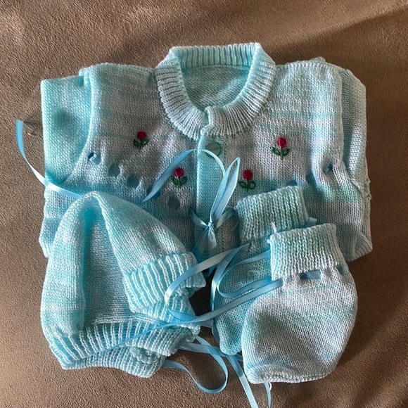 Other - 💙copy list💙 sold . New. Baby sweater / booties/ cap set